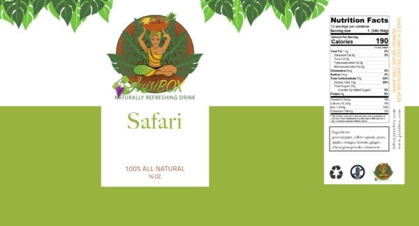 A Safari Juice Label for Bottle in Green