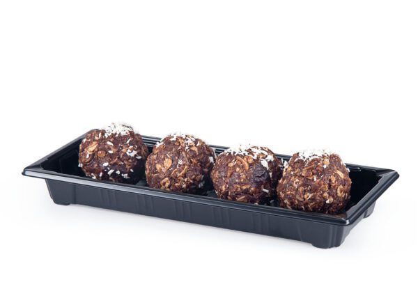 Power Balls With Nuts on a Black Dish